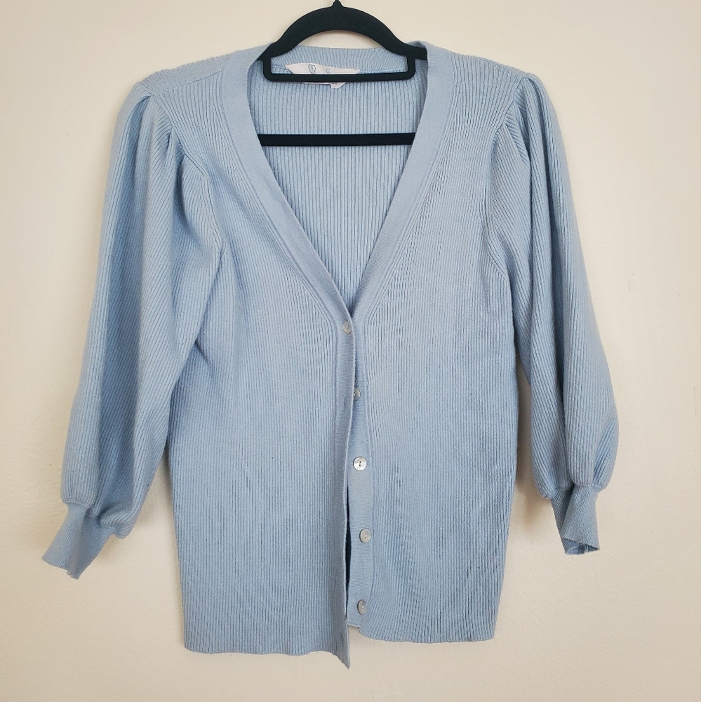 Light Blue Ribbed Cardigan - Picture 1 of 3